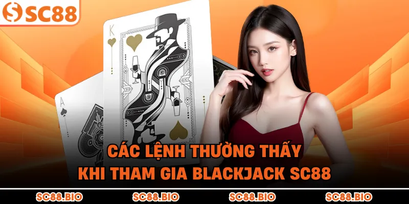 Các lệnh thường thấy khi tham gia Blackjack SC88